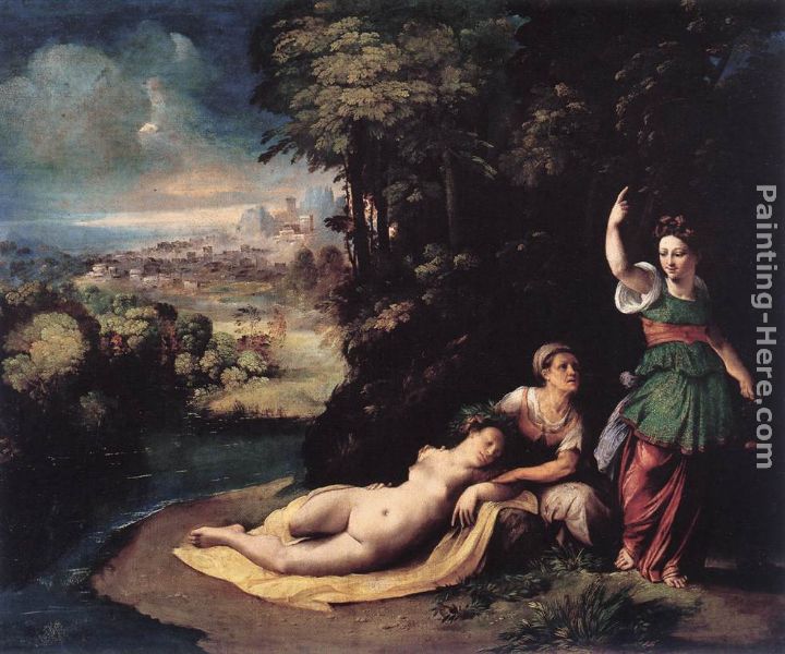 Diana and Calisto painting - Dosso Dossi Diana and Calisto art painting